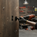 Industrial Round Lever Door Handle Set in Matt Black