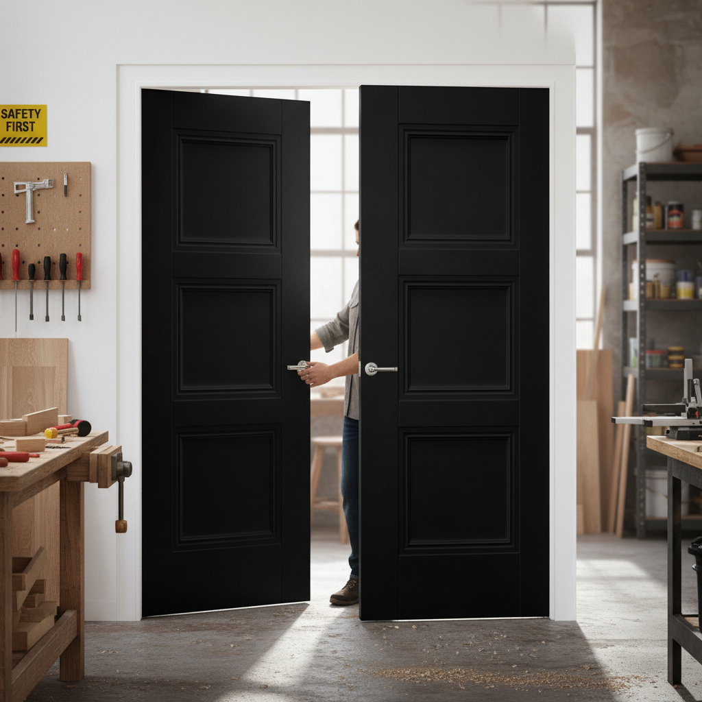 Internal Black Primed Pair Door with Sleek Design