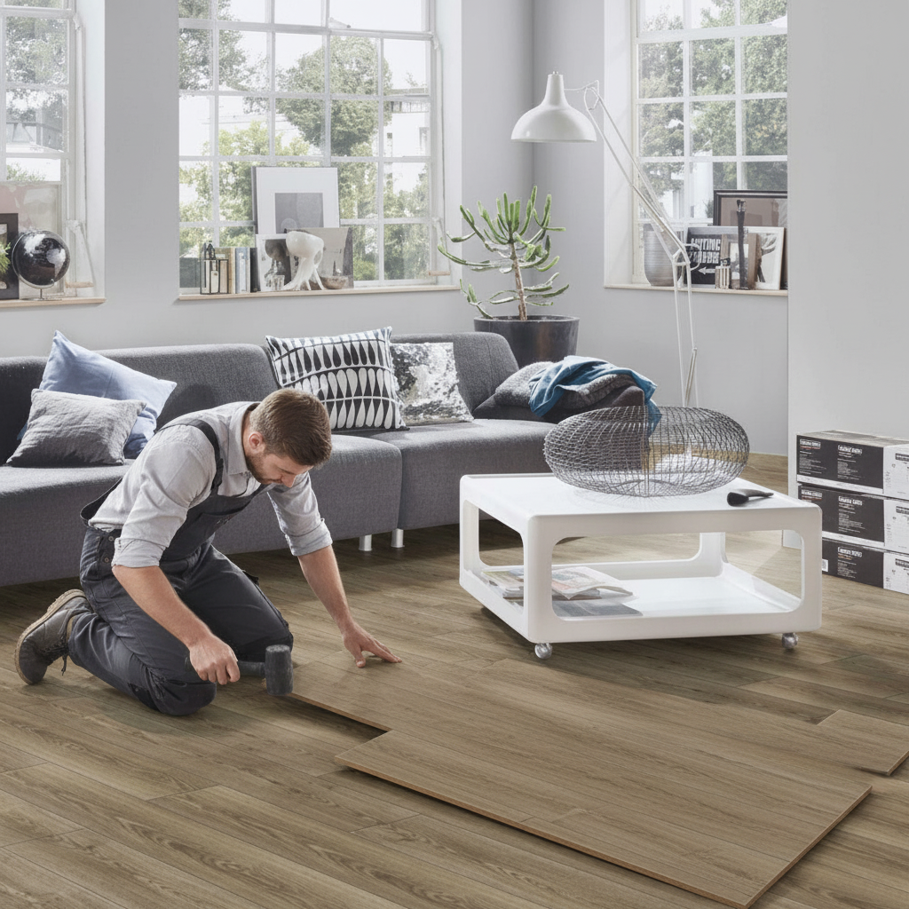 8mm Embossed Laminate Flooring with Water-Resistant Surface