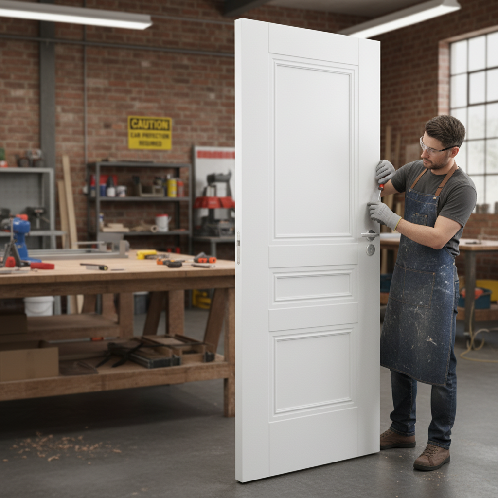 White Internal Primed FD30 Fire Door - 3 Panel Traditional Moulded | Solid Engineered Core