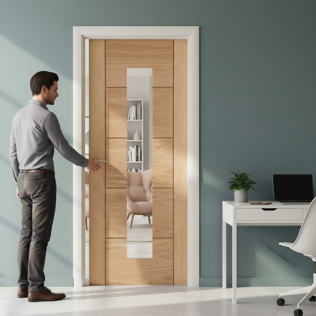 Premium Made-to-Measure Internal Oak Door with Clear Glass - Custom Sizes Available for Perfect Fit