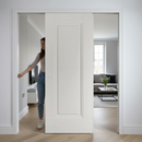 Premium Telescopic Pocket Door System with Decorative Beading, Maintenance-Free Track, and Adjustable Doorstop for Elegant Spaces