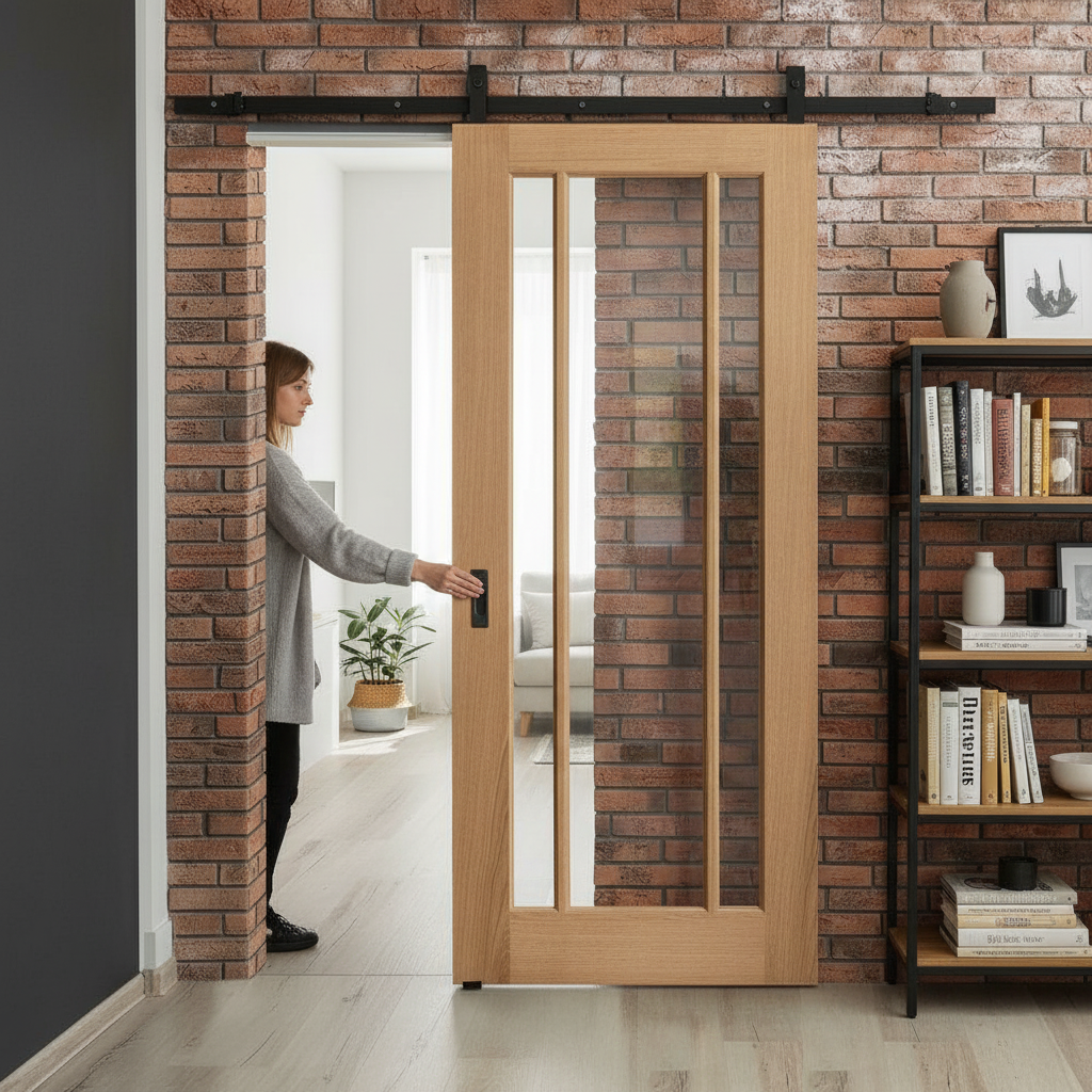 Internal Unfinished Sliding Door with 3 Light Clear Glass