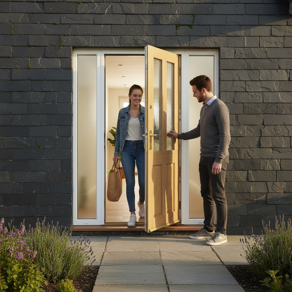 Unfinished Oak External Door with 4 Panels
