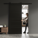 Industrial Studio 5 Panel Door with Matt Black Top Mounte...