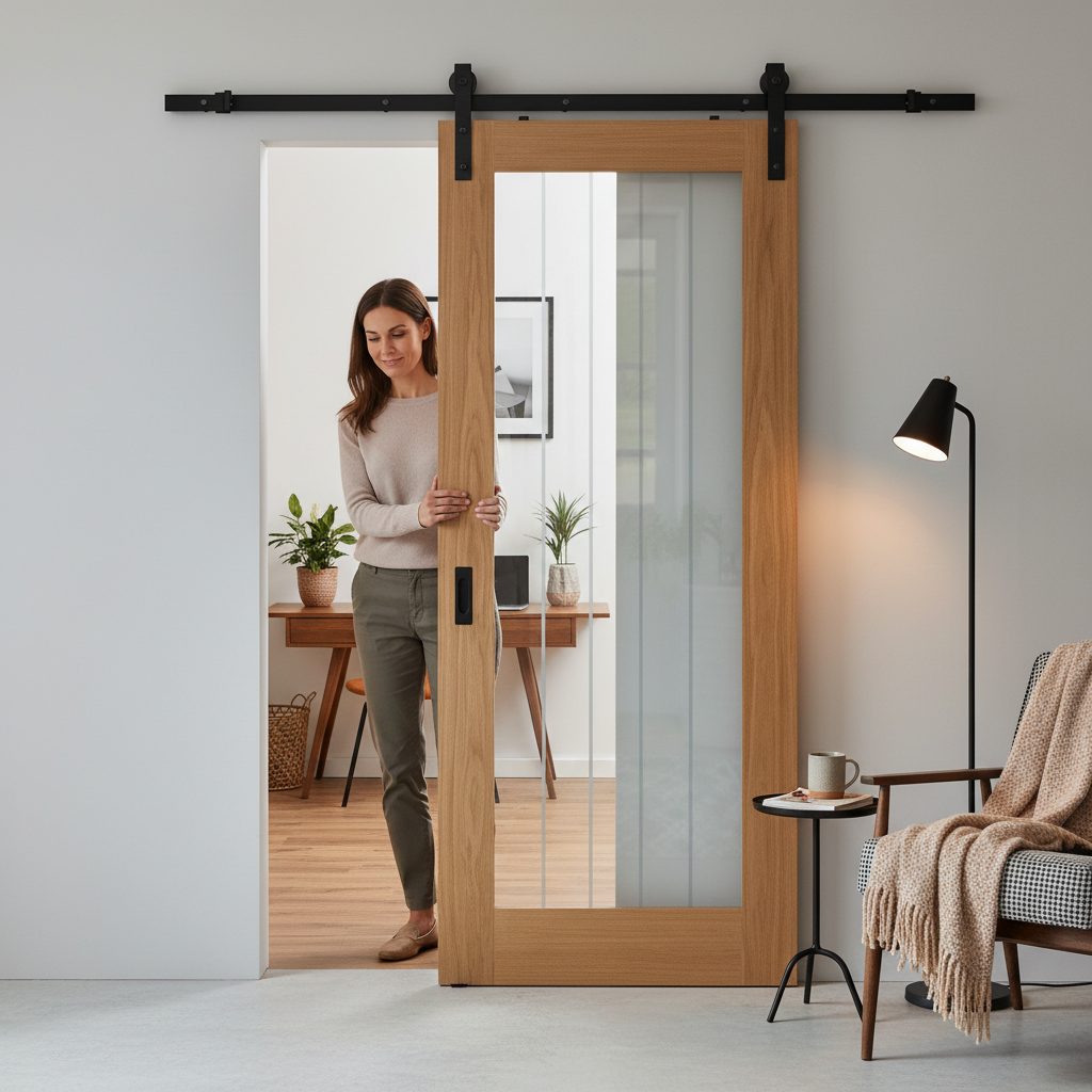 Internal Oak Finished Sliding Door