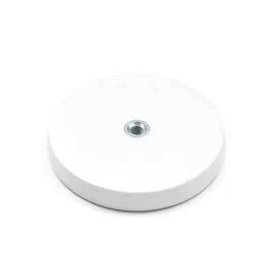 White Neoprene Rubber Coated Closed-End Magnets - 66mm Diameter