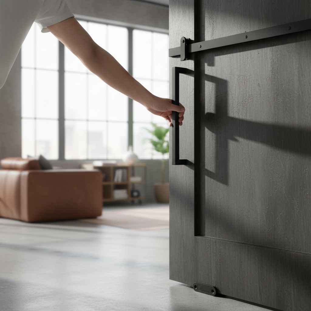 Premium Matt Black Square Pull Handle Set with Magnetic Device for Industrial Doors
