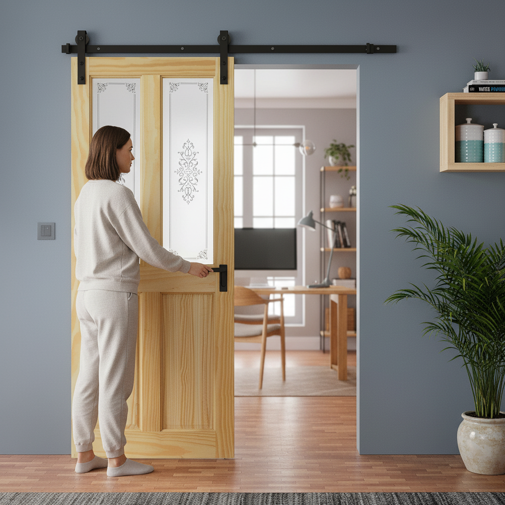 Premium Clear Pine Internal Unfinished 2 Panel Sliding Door with Campion Glass for Elegant Home Decor
