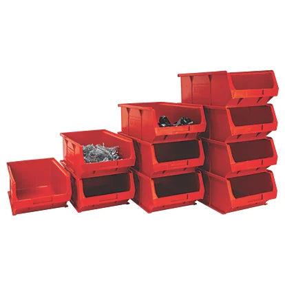High Quality 5-Tier Powder-Coated Steel Shelving With Red Containers - 1200mm x 450mm x 1760mm