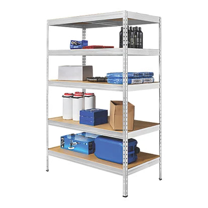 Industrial 5-Tier Galvanized Steel Rivet Shelving Unit For Storage Solution