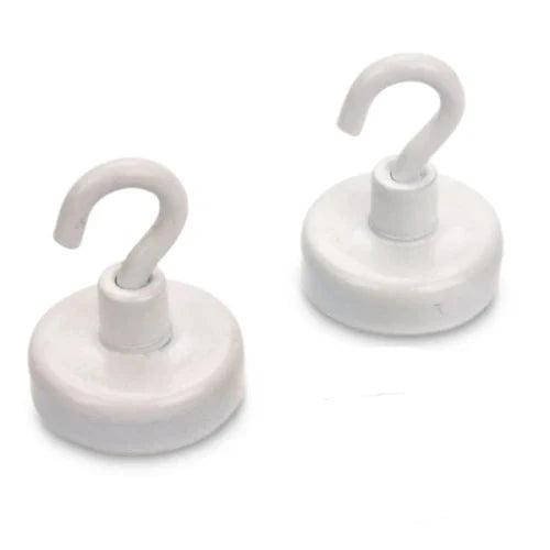 High-Quality 8mm White Anisotropic Ferrite Pots With Hook -  Pack of 10