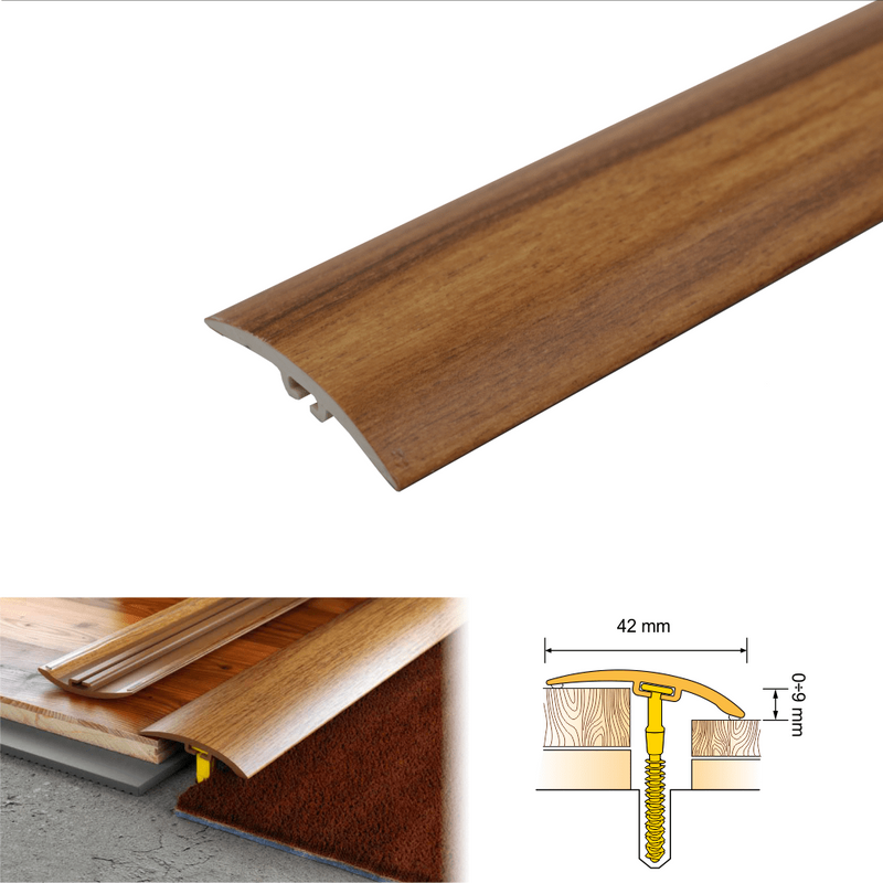 Premium 42mm PVC Wood Effect Door Threshold Strip High-Performance Moisture-Resistant Floor Trim for Wooden Laminate Carpet Vinyl  Tile Floors Easy Install No Visible Screws Limited Stock!
