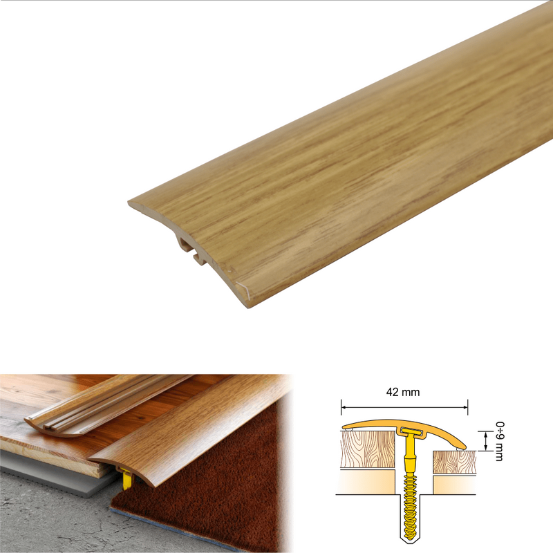 Mycks 42mm Wood Effect Door Threshold Must-Have Floor Transition Trim for Home & Commercial Spaces Durable Noise-Free Easy Install