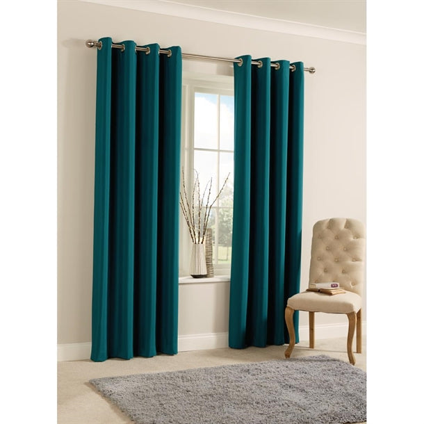 Essentials Smooth Eyelet Curtains Teal