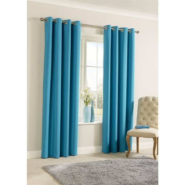 Essentials Smooth Eyelet Curtains Turquoise