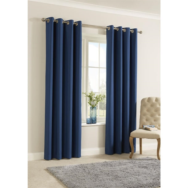 Essentials Smooth Eyelet Curtains Blue