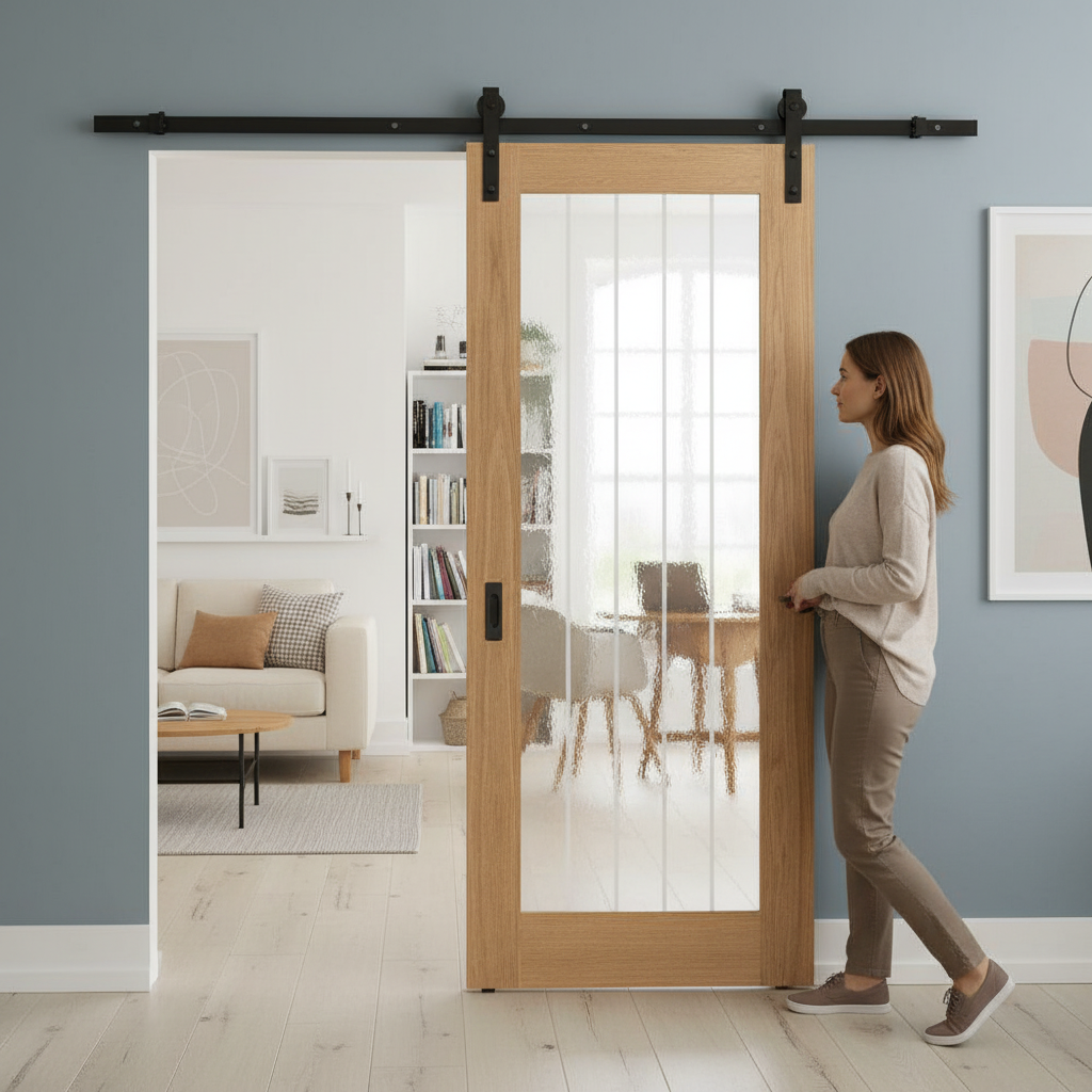 Internal Oak Unfinished Sliding Door Set