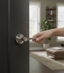 Premium Curved Style Door Lever on Round Rose with Two-Part Screw Design for Enhanced Durability and Functionality