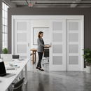 Premium Sliding Room Divider with 4 Panel White Shaker Doors for Space Optimization