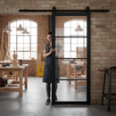 Industrial 4 Light Clear Glass Sliding Door