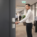 Fire Rated Lever Handle Set with Round Rose Design - Blac...