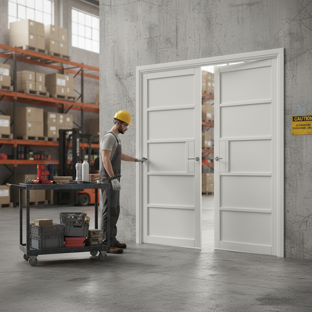 Premium Industrial Style Door Pair Fully Finished in White with Robust MDF Panels and Non-Rebated Design for Contemporary Interiors