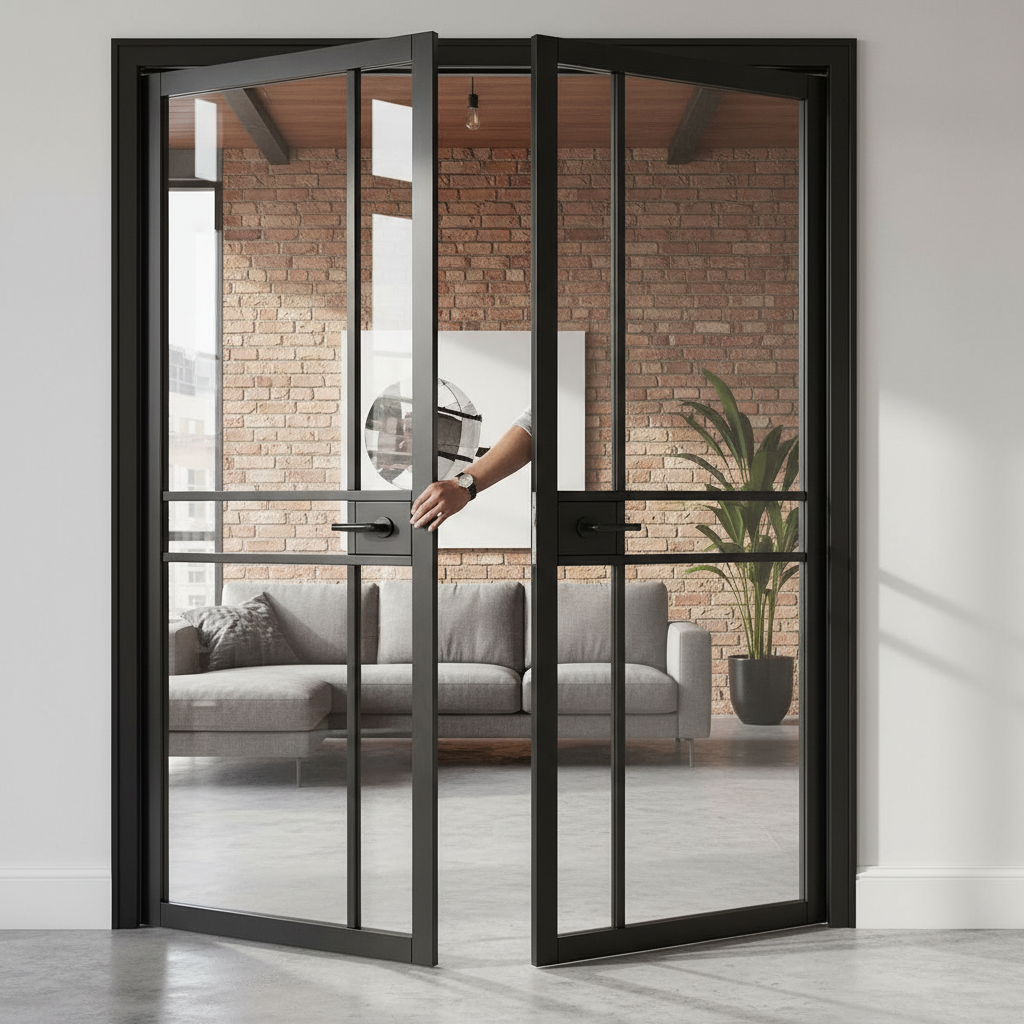 Premium Industrial Style Door Pair with Unique Beading Profile for Contemporary Urban Aesthetics