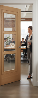 Premium Contemporary Inlay Door 3L Clear Glazed with Oak Veneer Finish - Fire Rated and Engineered for Strength