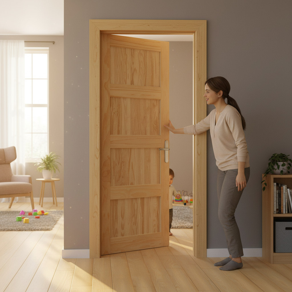 Premium Clear Pine Internal Unfinished Shaker 4 Panel Door - Customizable Style and Robust Construction for Home Interiors