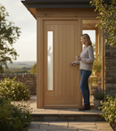 Premium Heavy Duty External Door with Frosted Double Glazed Panel and Engineered Oak Construction
