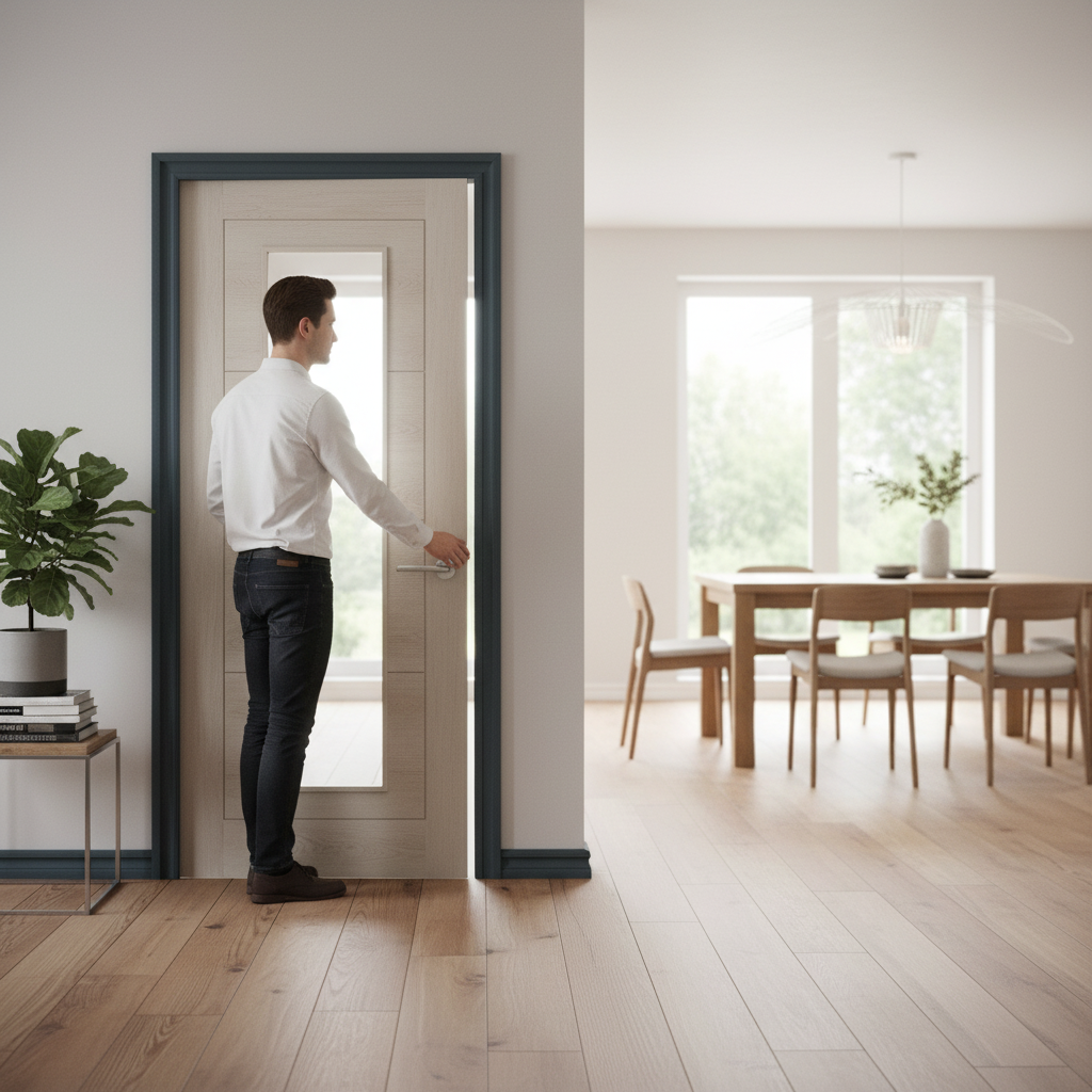 Internal Fully Finished Laminate Ladder Clear Glass Door ...