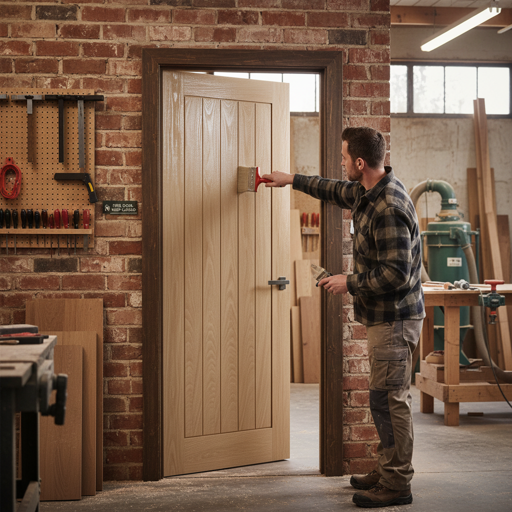 Premium Unfinished Internal Oak FD30 Fire Door with Customisable Surface and Solid Core Construction for Enhanced Safety