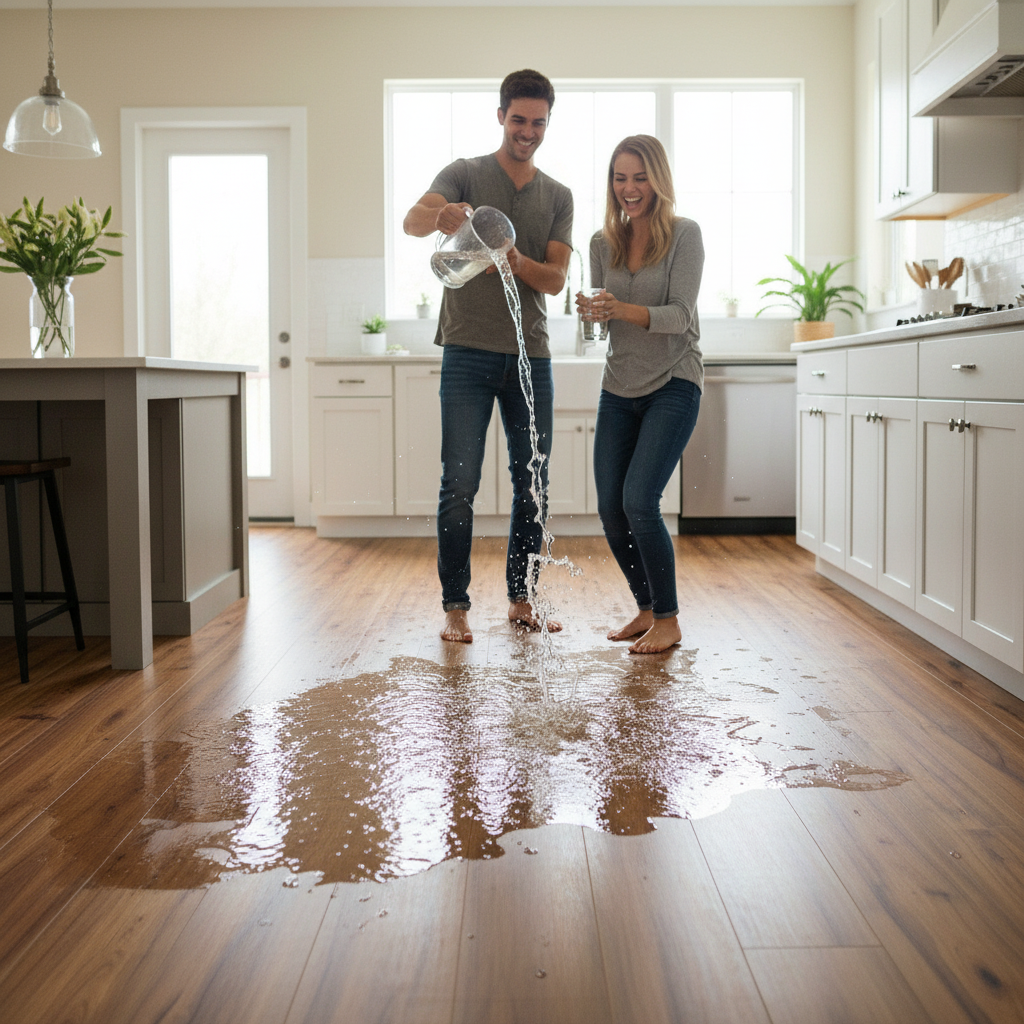 Water-Resistant 8.5mm High Gloss Laminate Flooring - Aqua...