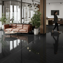 High Gloss Luxury Vinyl Flooring - Black Herringbone Patt...