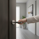 Modern Round Lever Door Handle Set with Satin Chrome Finish