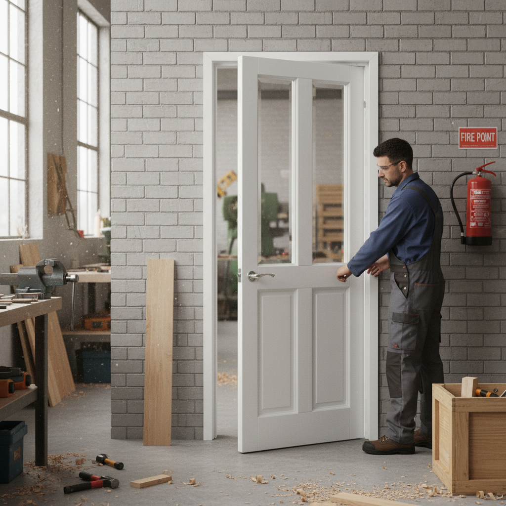 Premium Made-to-Measure Internal Door with Clear Bevelled Glass and Solid Core Construction for Custom Interior Spaces