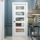 White Primed Internal 5-Light Clear Glass Door | Solid Engineered Core | Modern Interiors