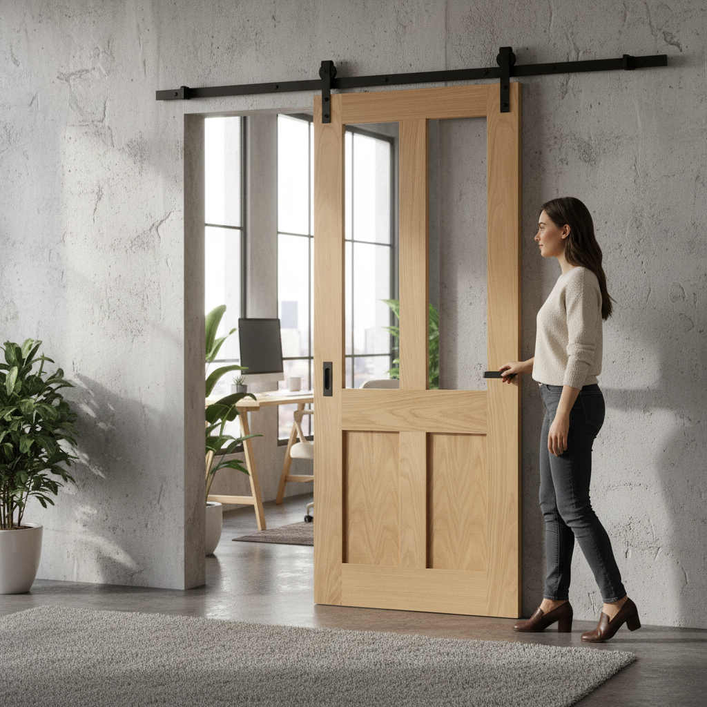 Internal Unfinished Victorian Shaker Sliding Door