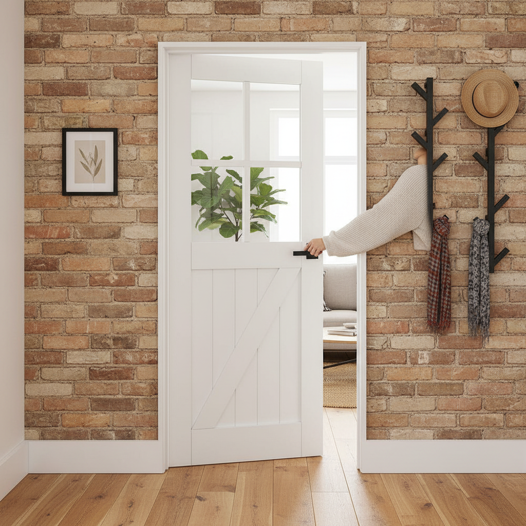 Premium Made-to-Measure Internal Barn Door with Clear Glass Panels - Custom Sizes for Perfect Fit