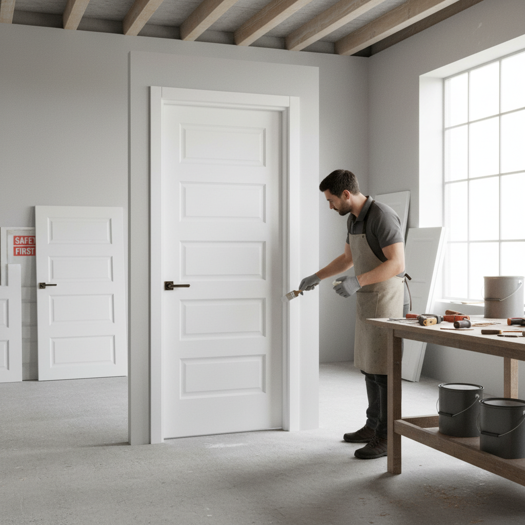 White Internal 5 Panel Door | Solid Engineered Core | White Primed for Custom Finish