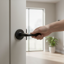 Matt Black Round Slim Lever Handle Set | Magnetic Latch | Internal Doors