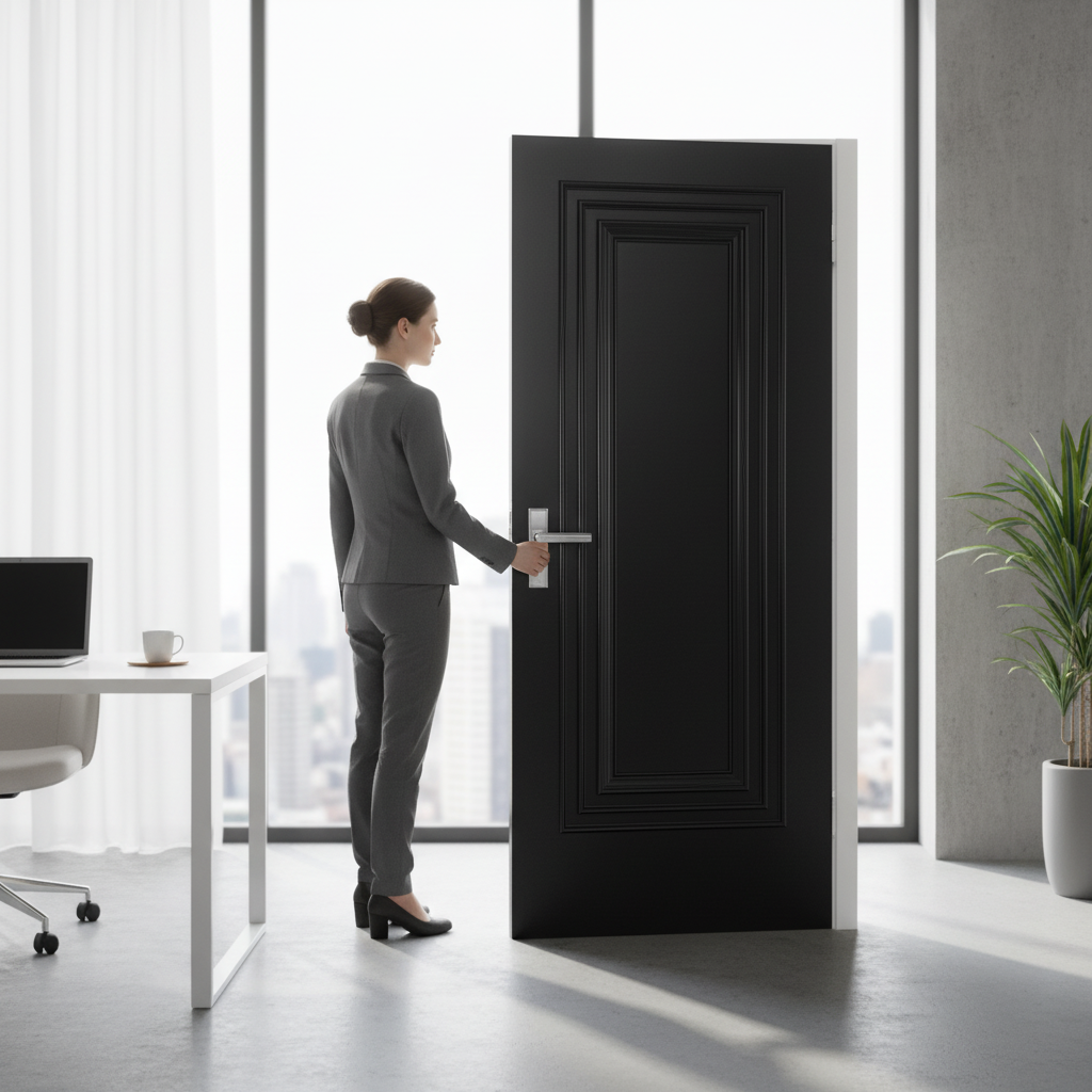 Jet Black Internal Fully Finished 1 Panel Door - Modern T...