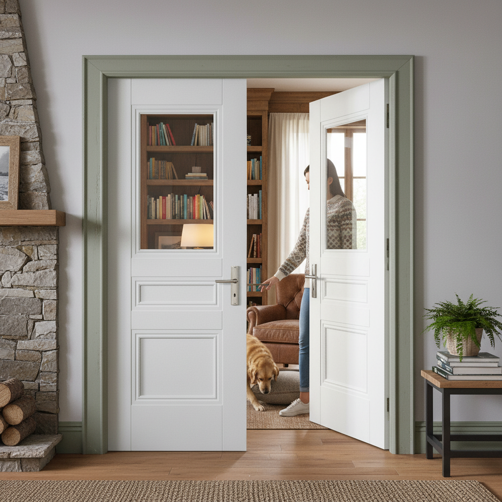 Internal White Primed 2 Panel 1 Light Door Pair