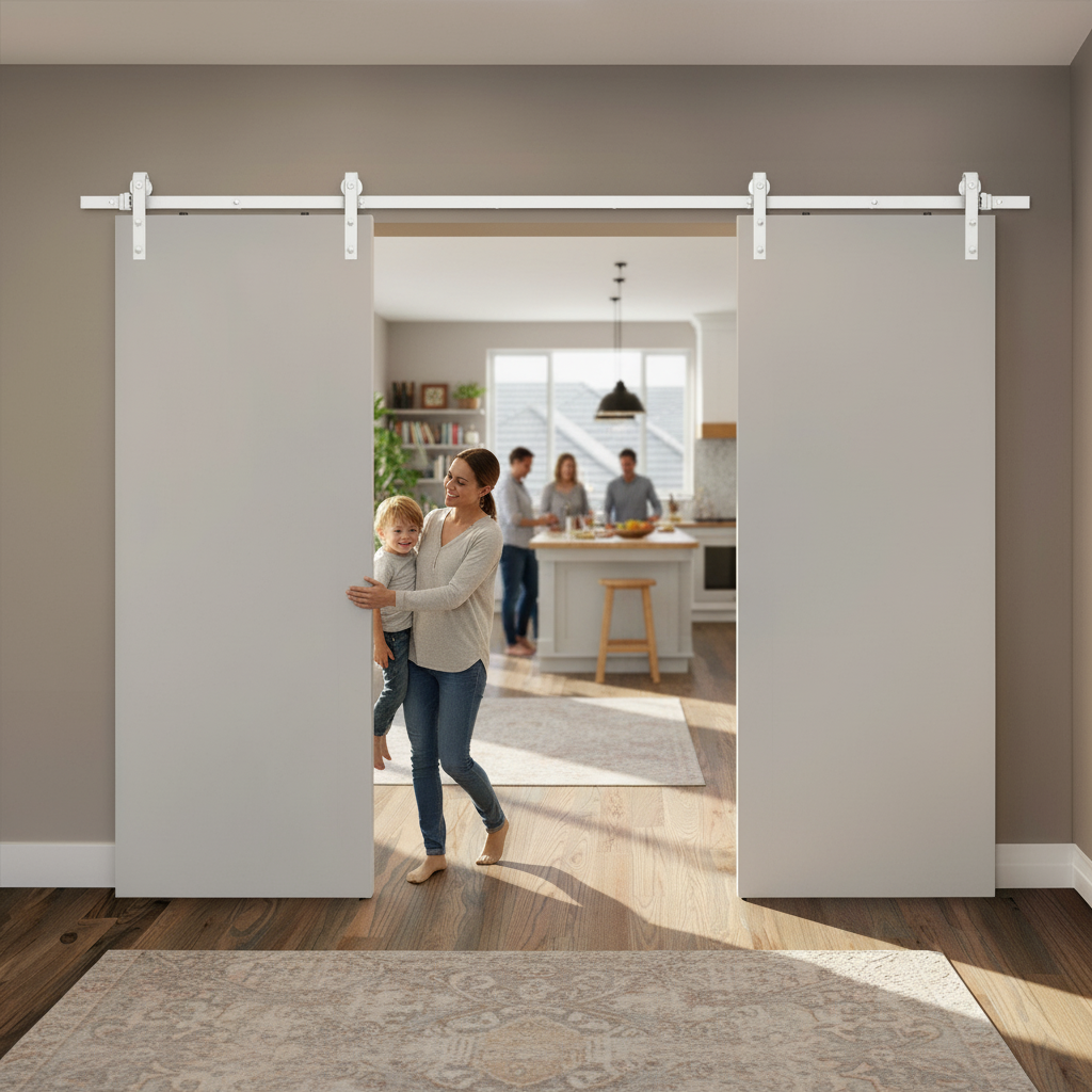 Face Mounted Sliding Barn Door Track - White Powder-Coate...