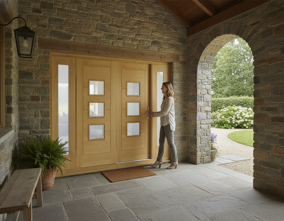 Premium Grand Entrance Double Doors with Matching Sidelights - 44mm Thick, Adjustable Height Sidelights
