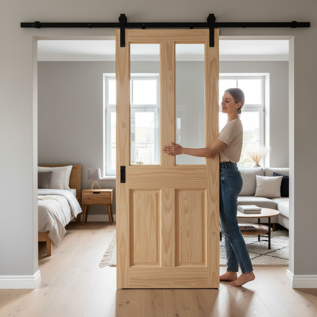 Clear Pine Unfinished Sliding Door Set