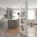 Premium Clear Glazed Shaker Door 4L - Engineered Timber with Toughened Safety Glass