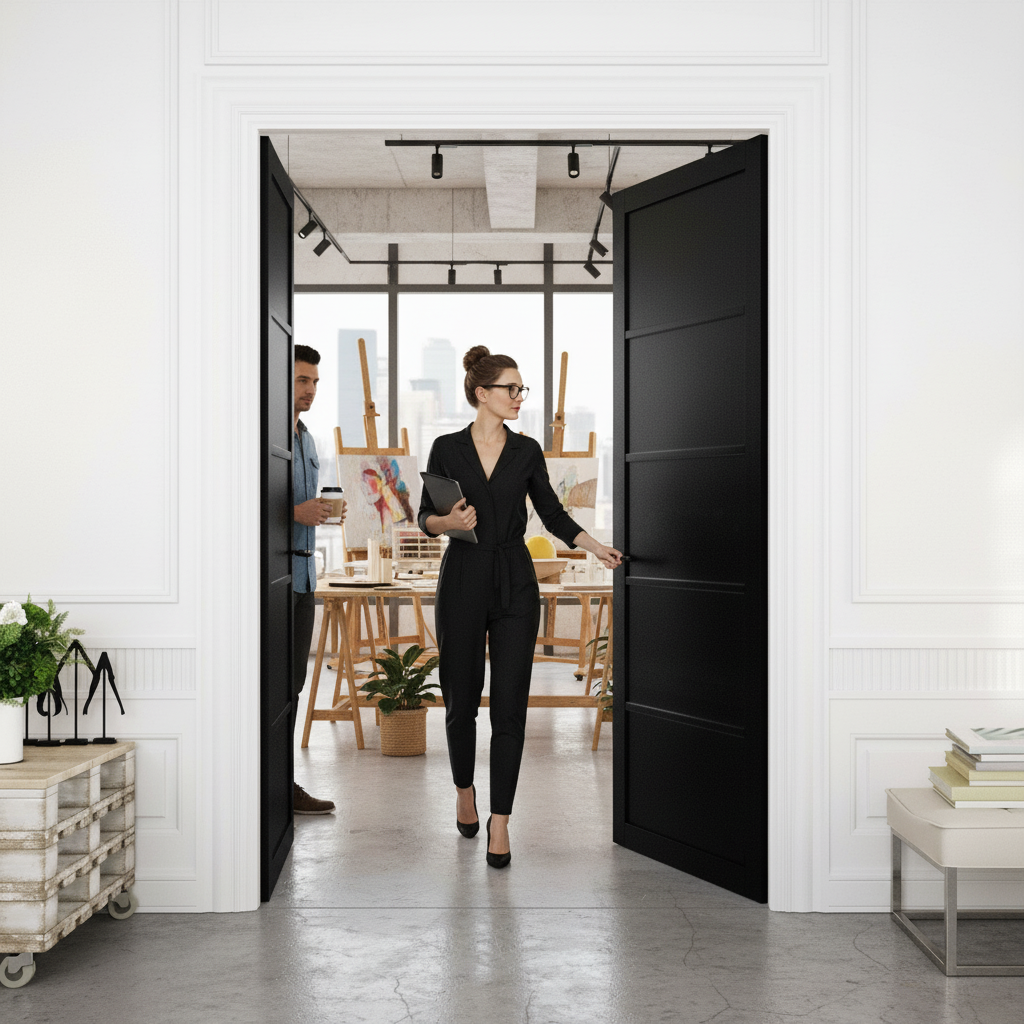 Fully Finished Internal Industrial Studio 5 Panel Pair Door