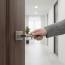 Square Lever Door Handle with Satin Chrome Finish - Moder...